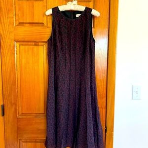 Loft A-line Sleeveless Dress, Maroon and Black, Size 6